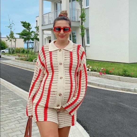 NWT Zara 2-Piece Openwork Knit Jacket & Shorts Set - Picture 4 of 12